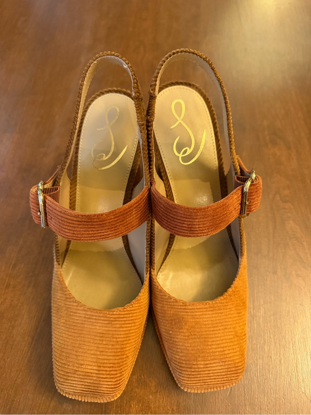 Sam Edelman Corduroy Slingback Heels in Rust